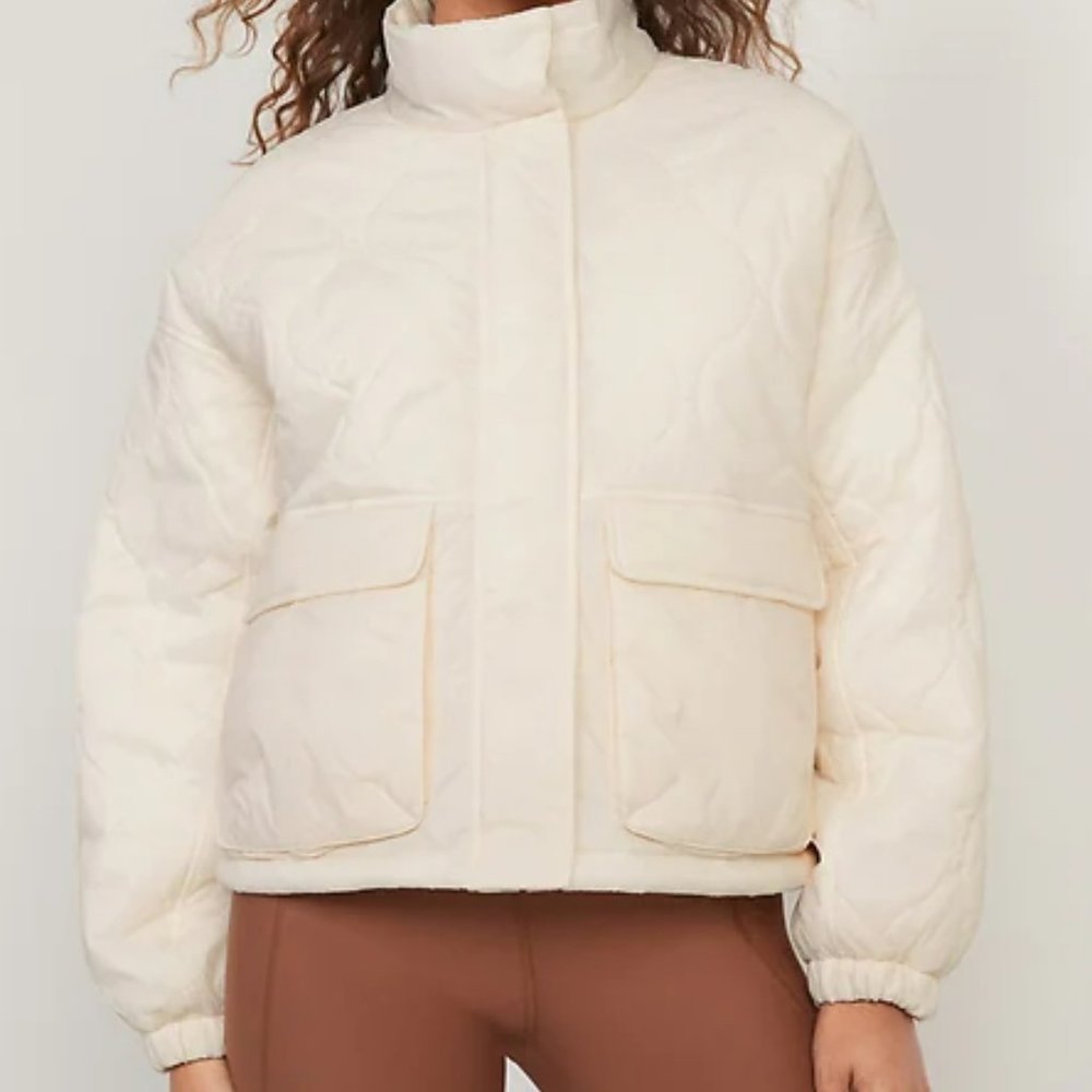 Packable Oversized Water-Resistant Quilted Jacket  Cream